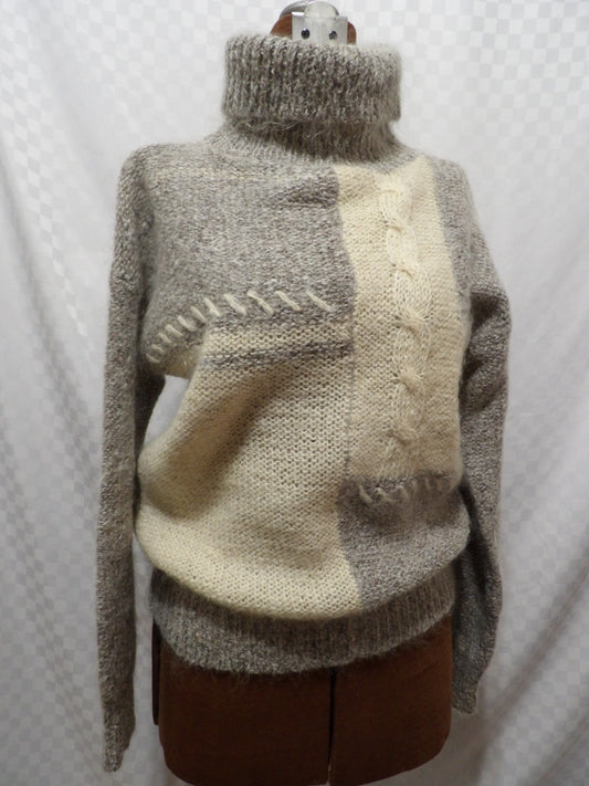 COURTNEY RHODES Vintage Wool Colorblock Knit Turtleneck Sweater | S