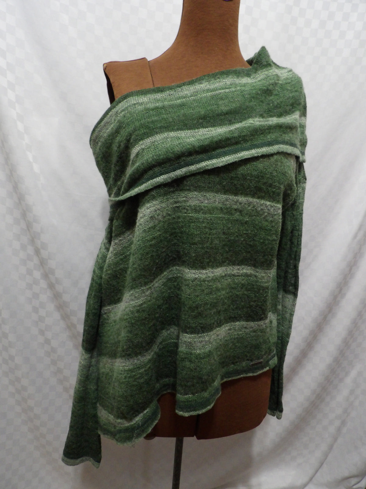 PRANA Y2K Asymmetrical Off-the-Shoulder Cowl Neck Wool Sweater | S