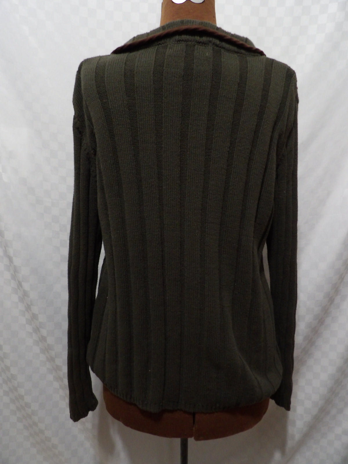 NOUVEAUX Vintage Green/Brown Cable Knit Cardigan | XL