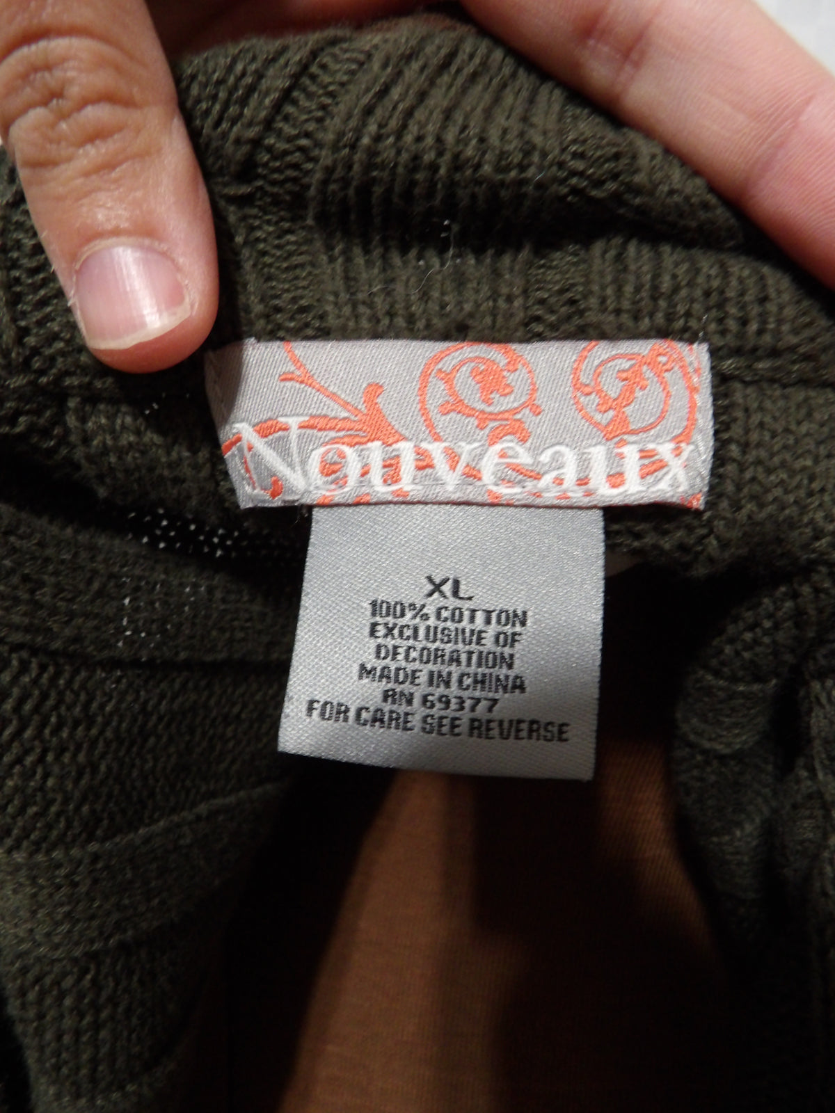 NOUVEAUX Vintage Green/Brown Cable Knit Cardigan | XL