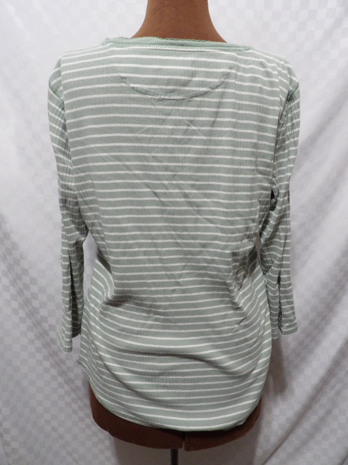CHAPS Mint Green and White Striped 3/4 Sleeve Blouse | M