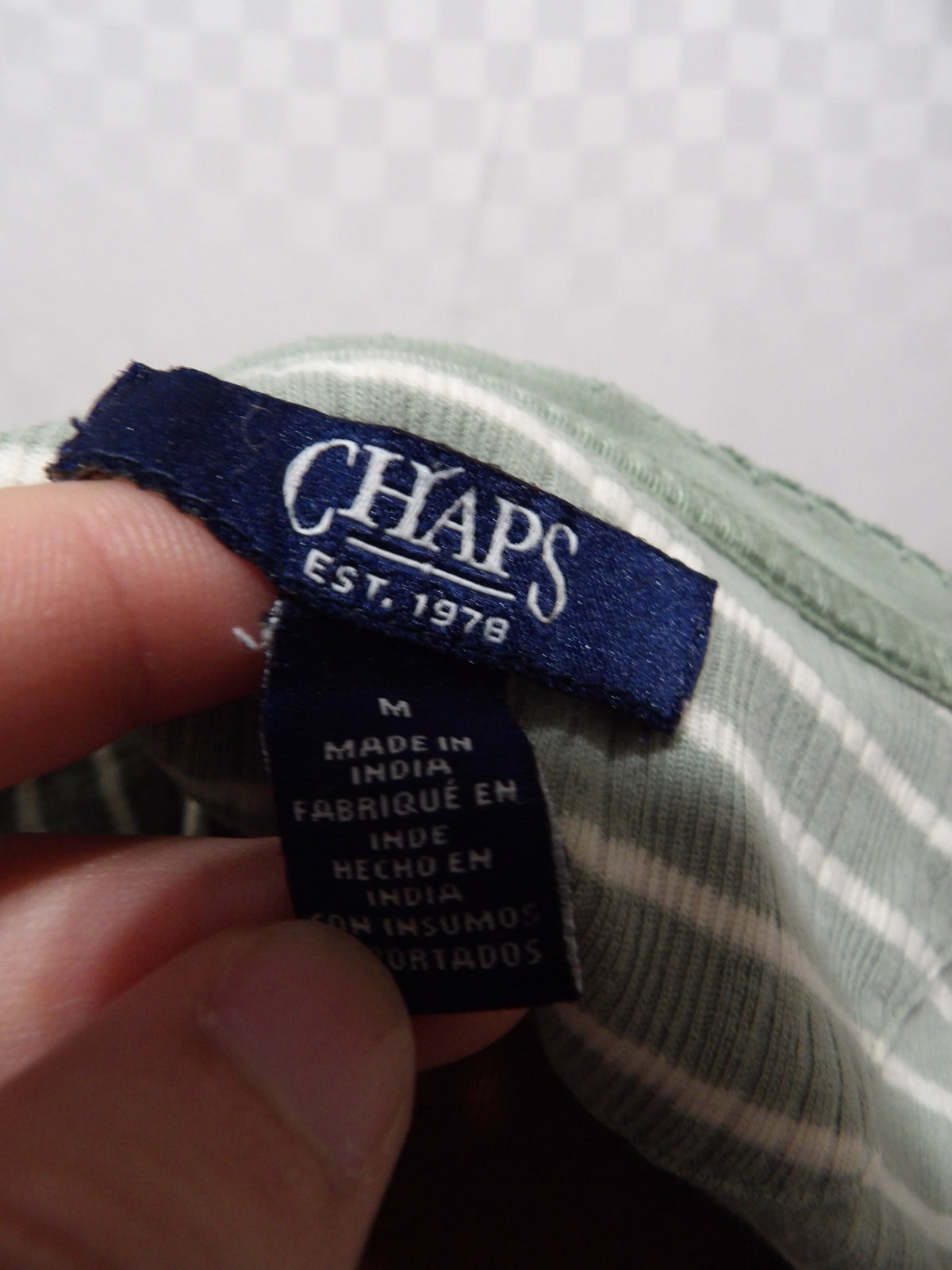 CHAPS Mint Green and White Striped 3/4 Sleeve Blouse | M
