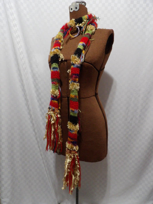 Funky Y2K Mixed Material Knit Scarf | OS