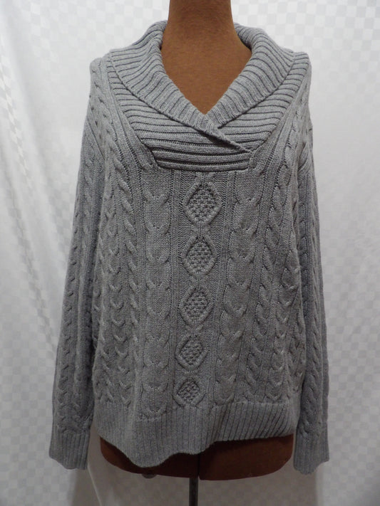 JEANNE PIERRE Vintage Shawl Collar Cable Knit Sweater | XL