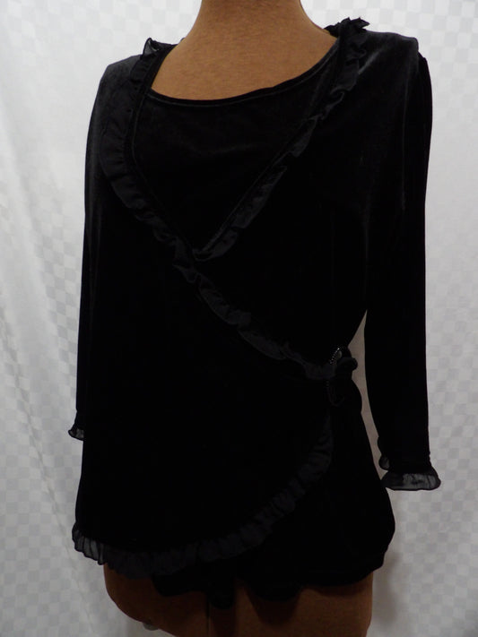 NOTATIONS Vintage Y2K Whimsigoth Velour Wrap Blouse | PL