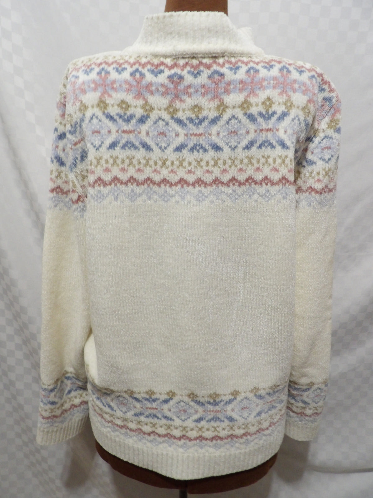 ALFRED DUNNER Vintage Velour Beaded Fair Isle Sweater | M