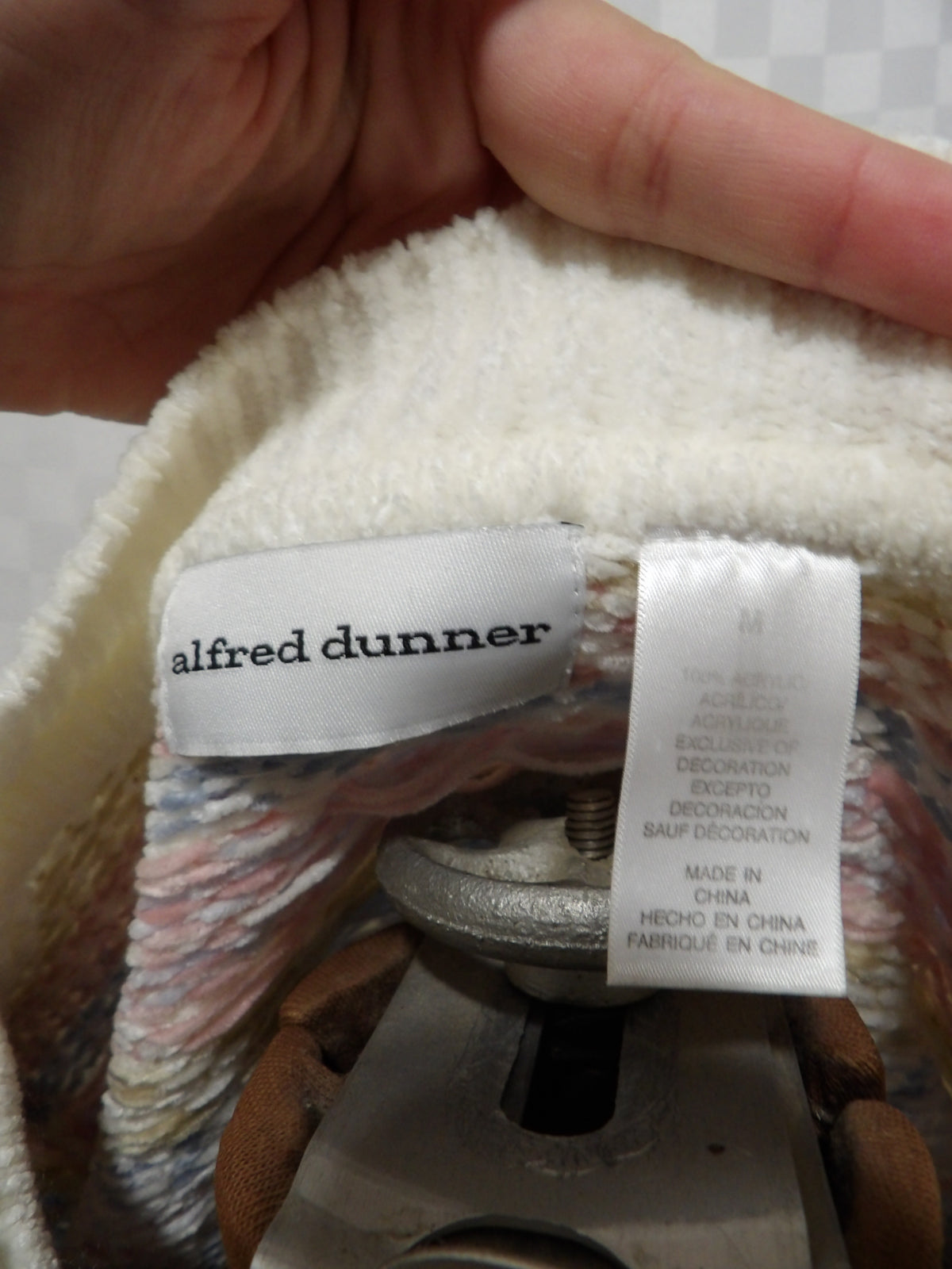 ALFRED DUNNER Vintage Velour Beaded Fair Isle Sweater | M