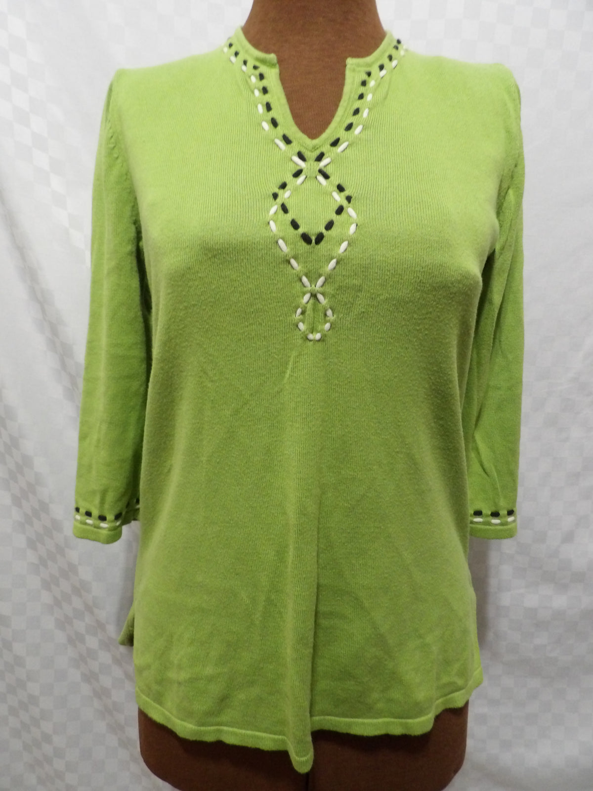 REQUIREMENTS Vintage Embroidered 3/4 Sleeve Blouse | S