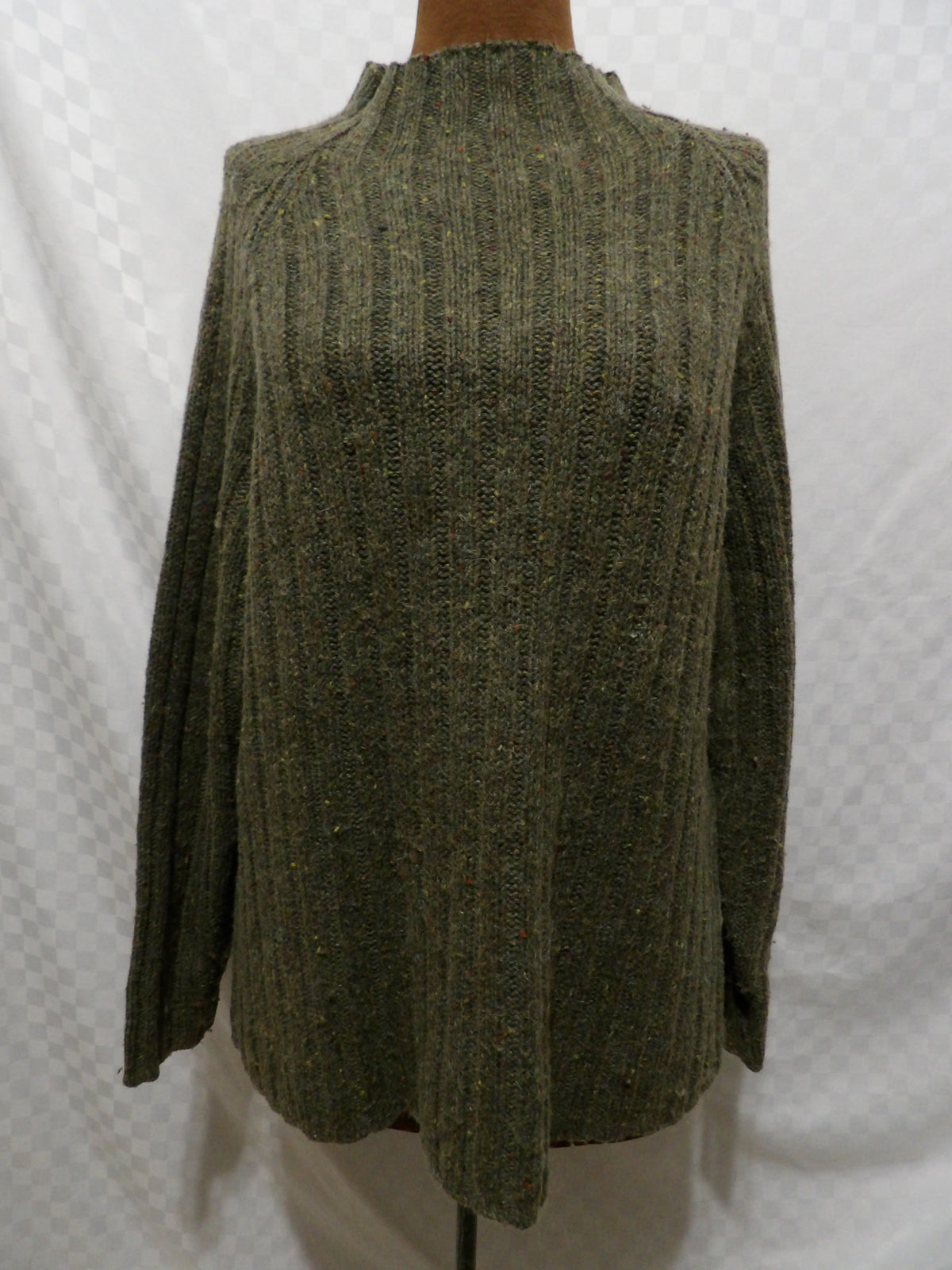OXFORD & FULHAM Vintage Ribbed Mock Neck Wool Sweater | M