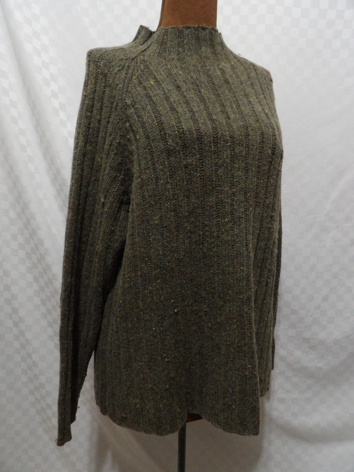 OXFORD & FULHAM Vintage Ribbed Mock Neck Wool Sweater | M