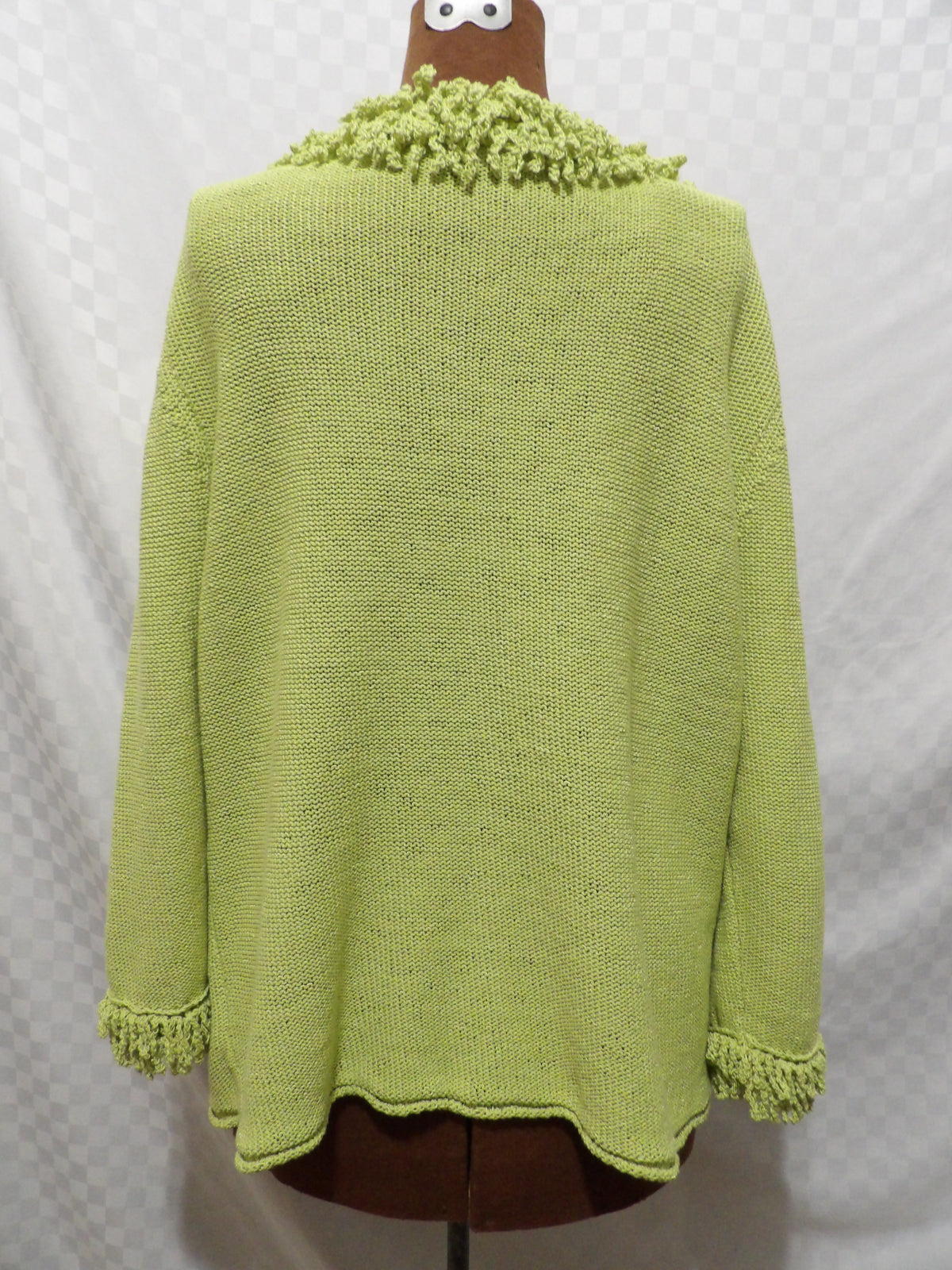 COLDWATER CREEK Vintage Fringed Chartreuse Cardigan | XL