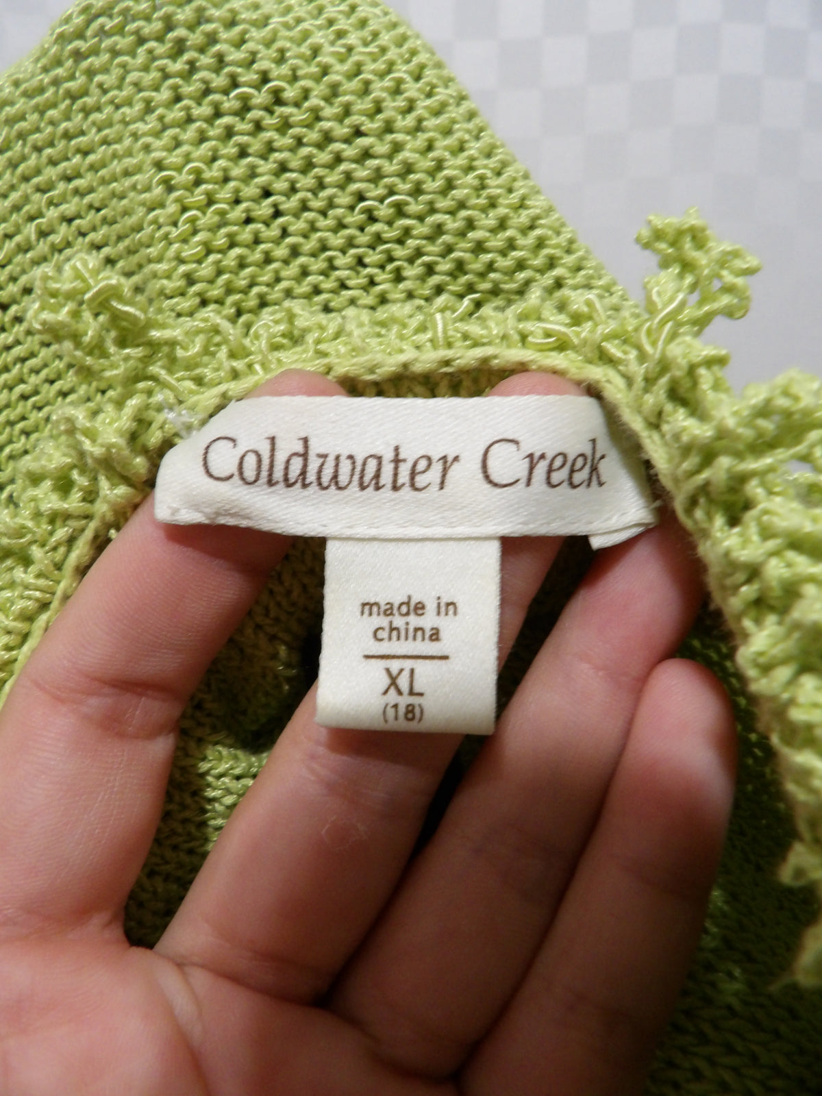 COLDWATER CREEK Vintage Fringed Chartreuse Cardigan | XL