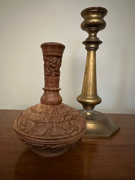 VINTAGE Hand-Carved Wooden Bud Vase