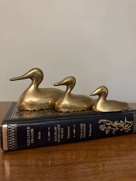 SET of 3 Vintage Brass Ducks