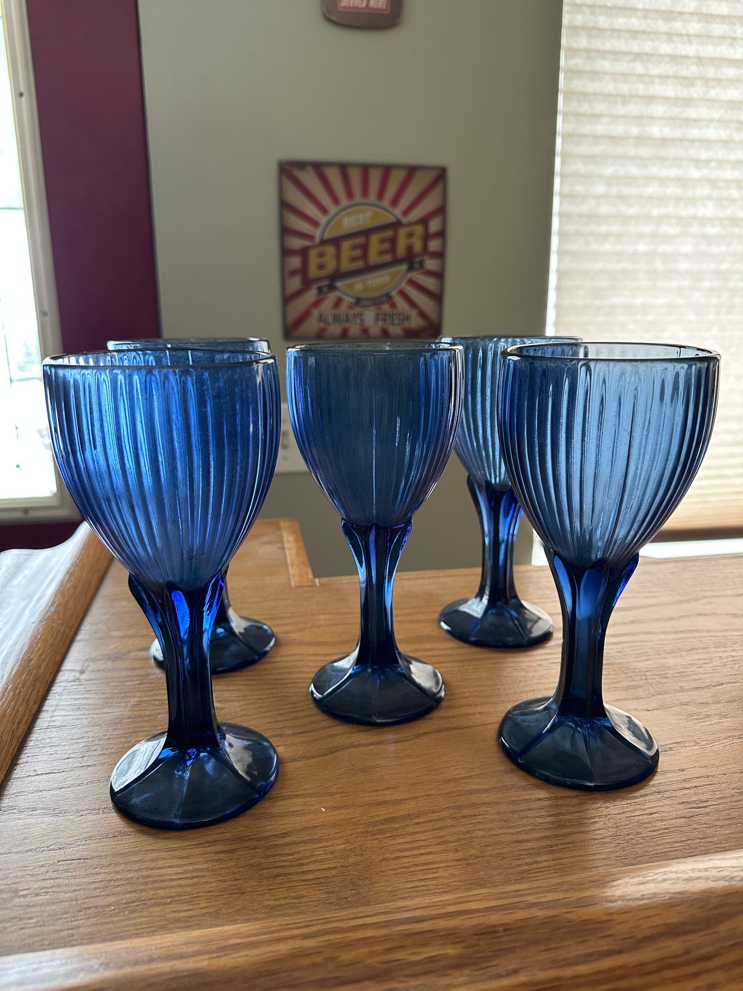 VINTAGE Fostoria Monet Navy Blue Wine Goblets