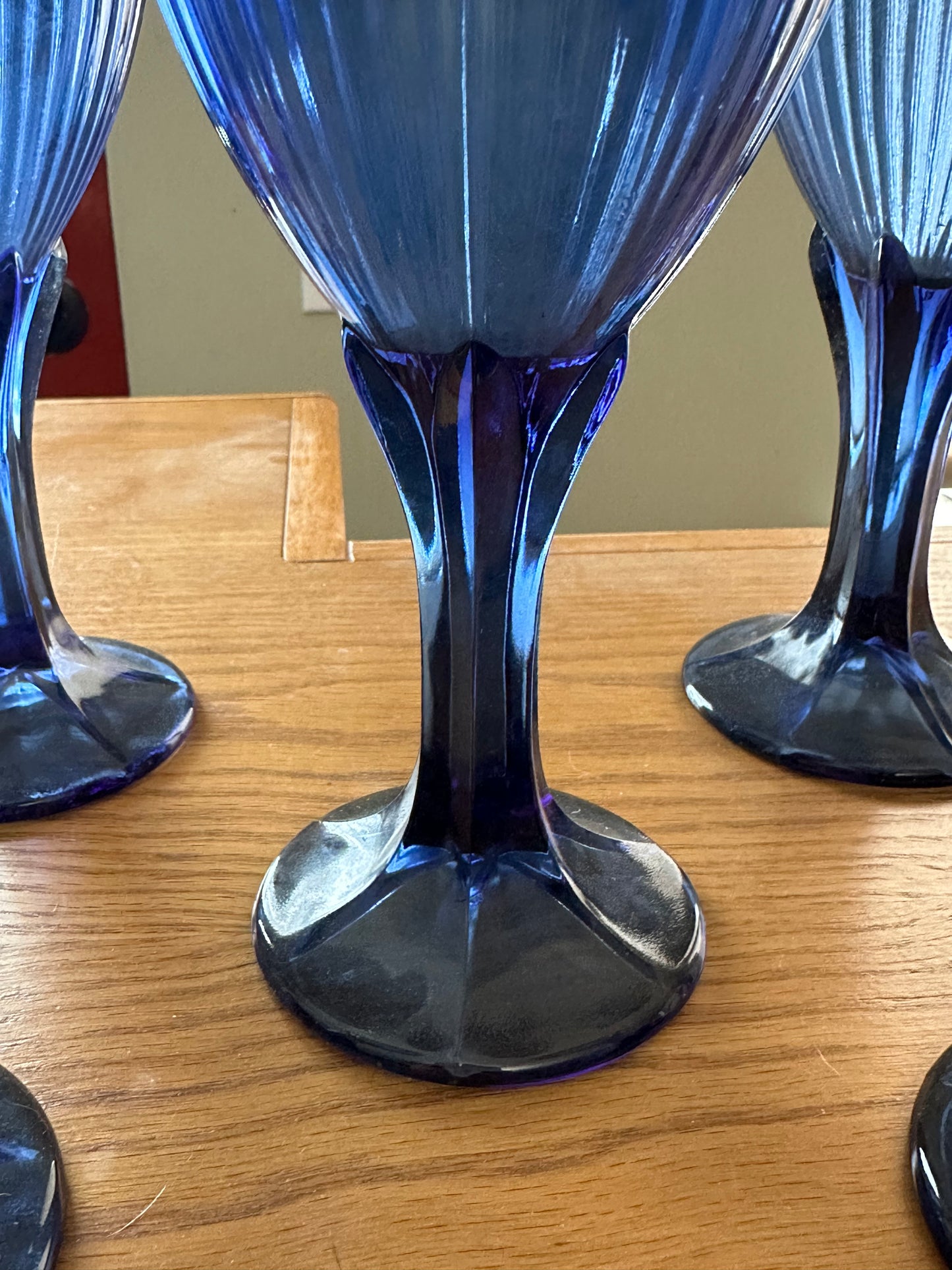 VINTAGE Fostoria Monet Navy Blue Wine Goblets