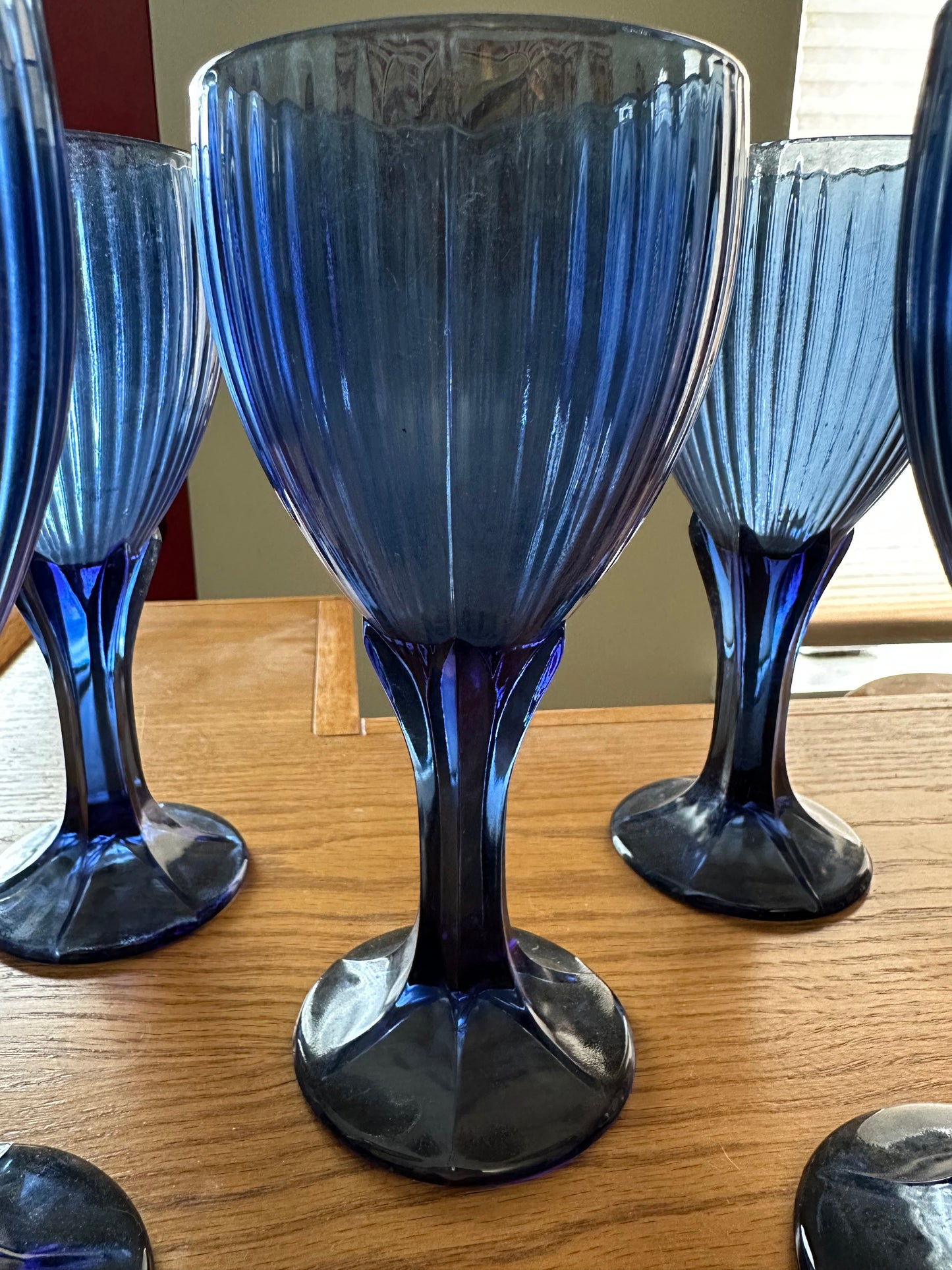 VINTAGE Fostoria Monet Navy Blue Wine Goblets