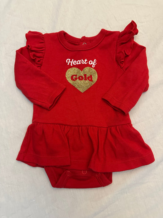 HEART OF GOLD Long Sleeve Onesie | 0-3M