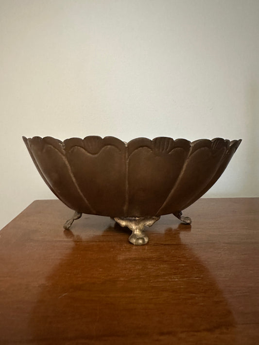 VINTAGE Footed Brass Bowl