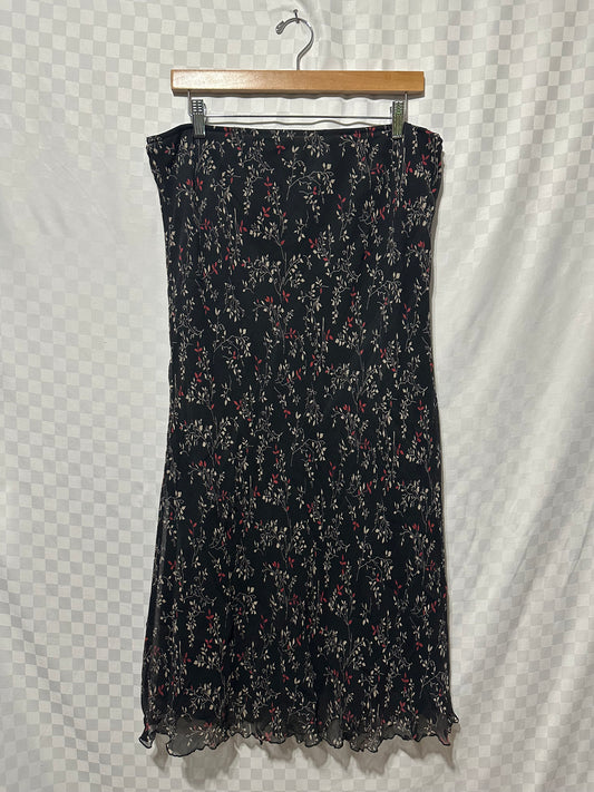 VINTAGE Jaclyn Smith Leaf Pattern Silk Skirt | 1X