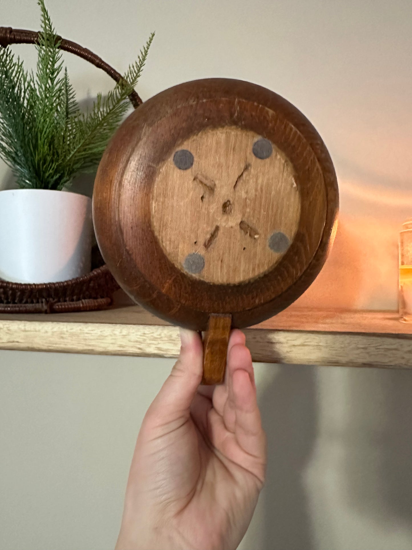 WOOD Candle Holder w/ Handle