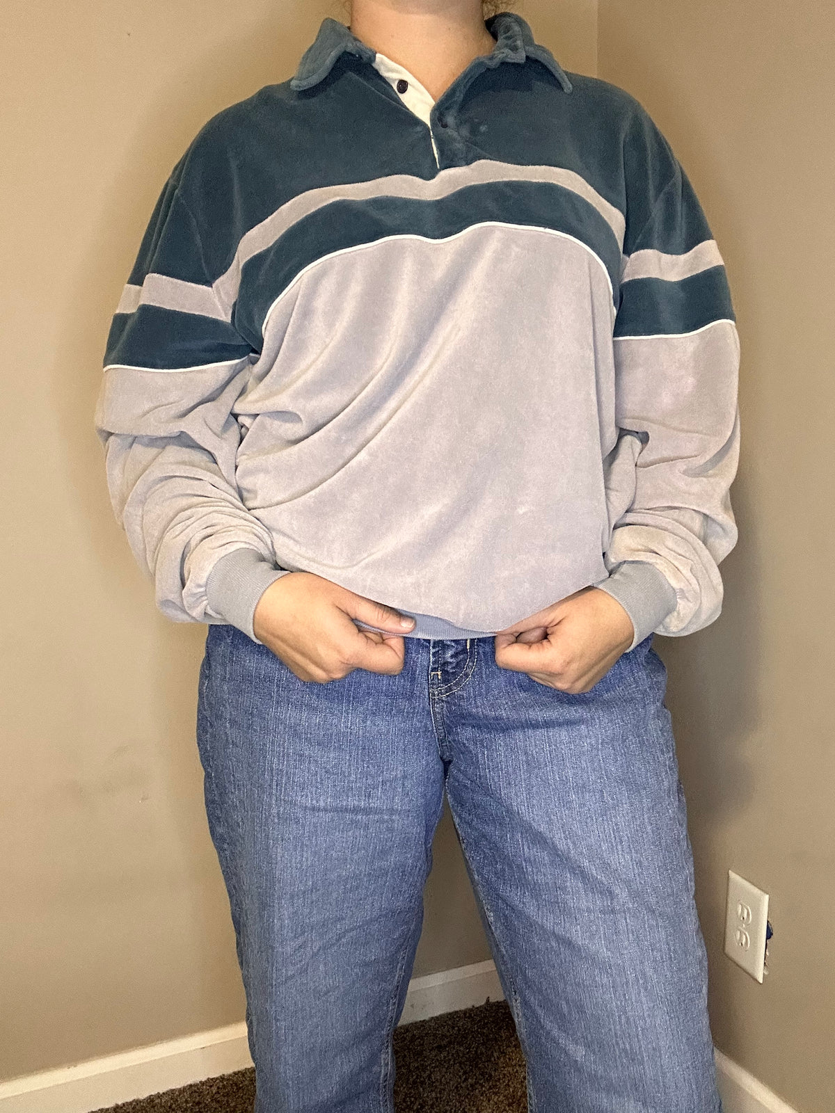 TRENT Vintage Velour Sweater | L