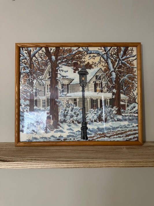 VINTAGE Something Special Winter Scene Needlepoint